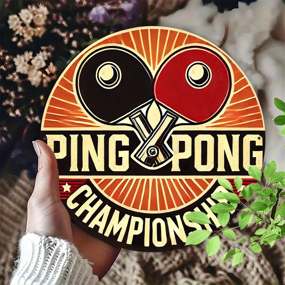 Table Tennis In Chinese - 丸い木製卓球セットはレトロなスタイルでデザインされており、部屋の装飾やガレージの展示に適しています。