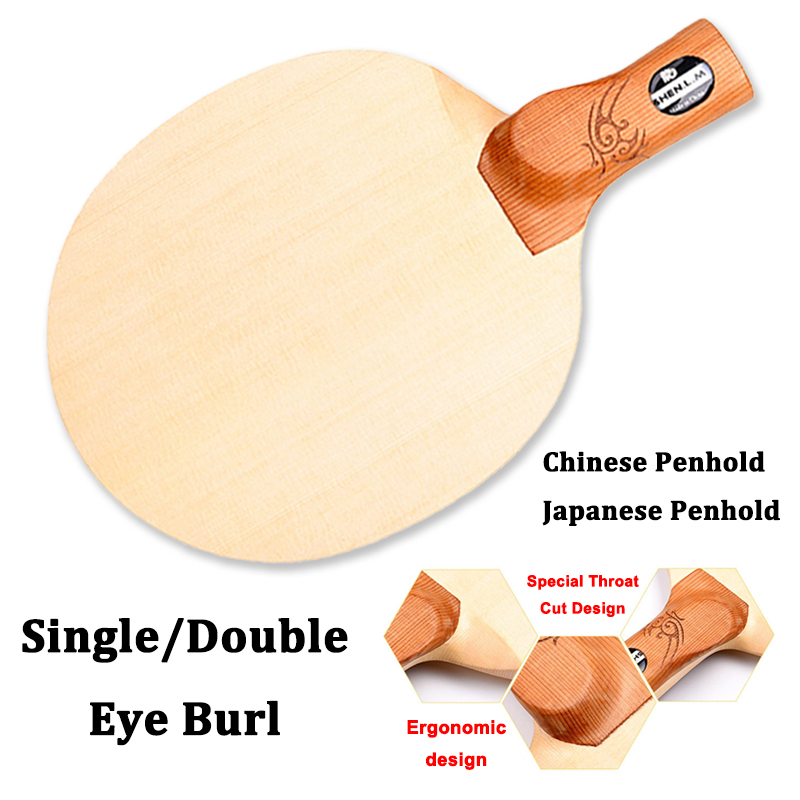 Table Tennis In Chinese - 特別なスロートカットデザイン 1層ヒノキ卓球ブレード 8mm無垢材ピンポンベース 中国/日本製ペンホールドピンポンパドル