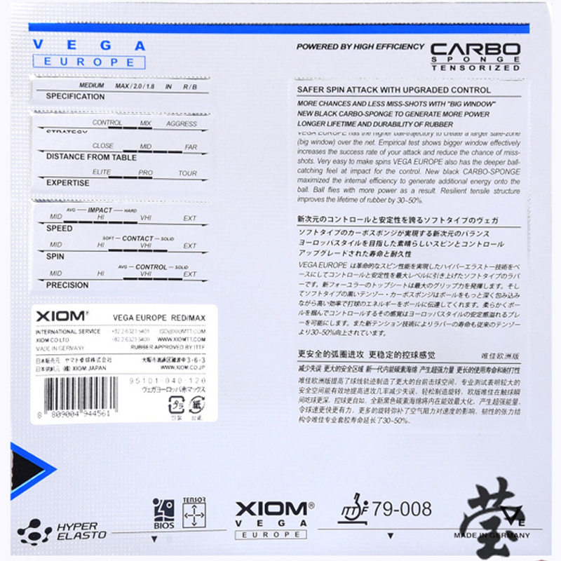 XIOM VEGA EUROPE 卓球ラバー ピンポンラバー - Table Tennis Xiom のレビューと価格